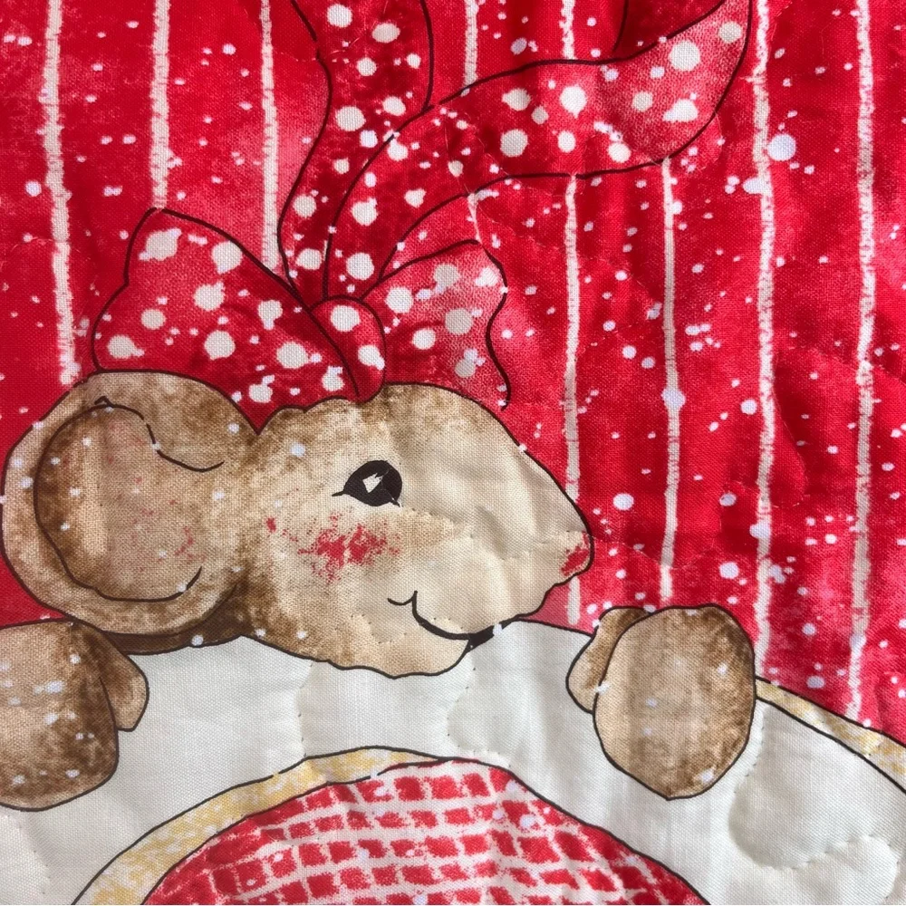 Handmade Quilt Christmas JOY Mice & Holly-small size